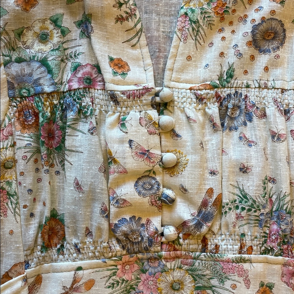 Vintage Trolley Car Women Midi White Floral Wildlife Dress - Picture 8 of 9